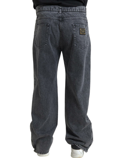 Dolce &amp; Gabbana Donkergrijze Katoenen Rechte Fit Heren Denim Jeans