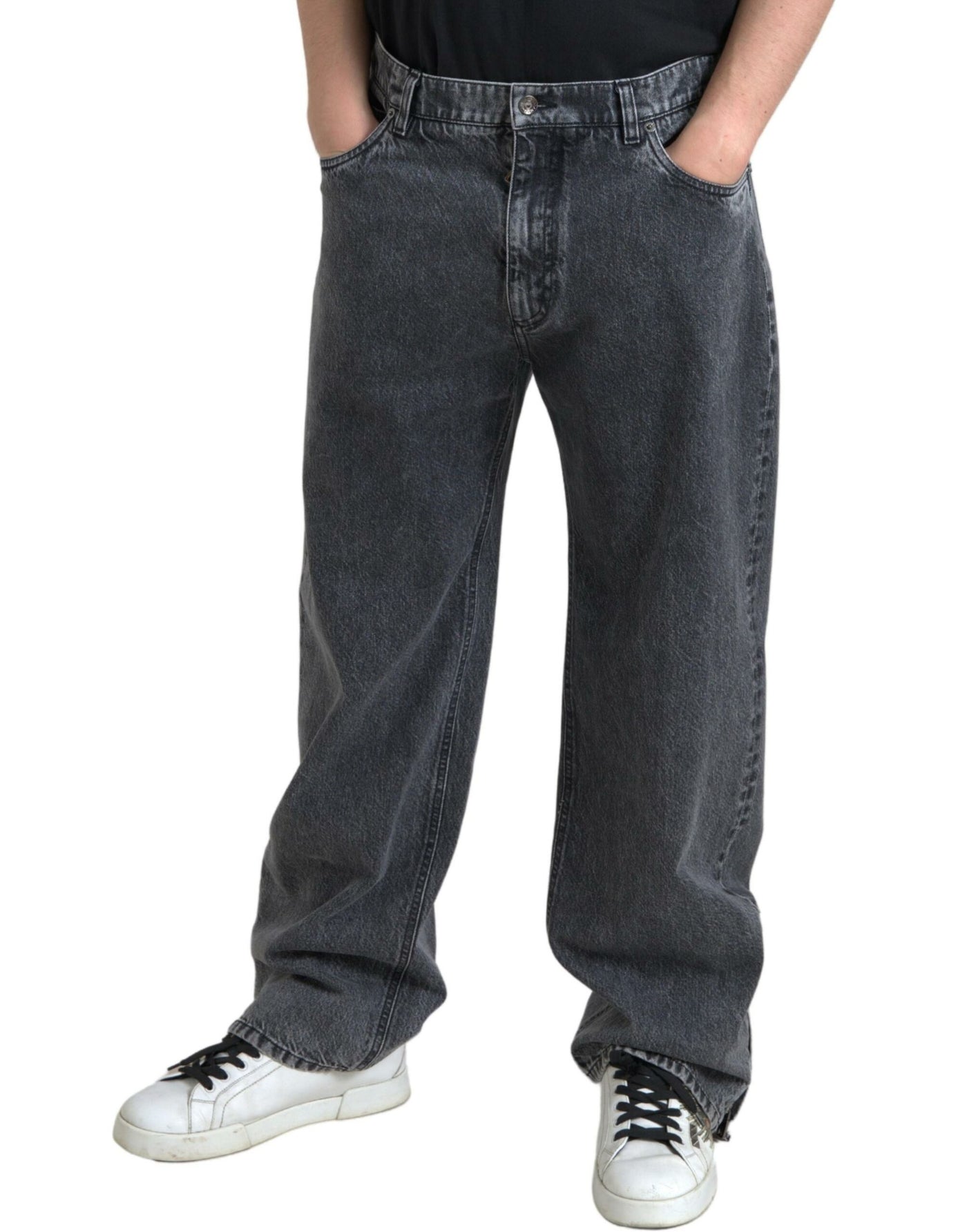 Dolce &amp; Gabbana Donkergrijze Katoenen Rechte Fit Heren Denim Jeans