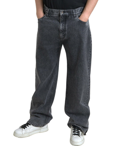Dolce &amp; Gabbana Donkergrijze Katoenen Rechte Fit Heren Denim Jeans