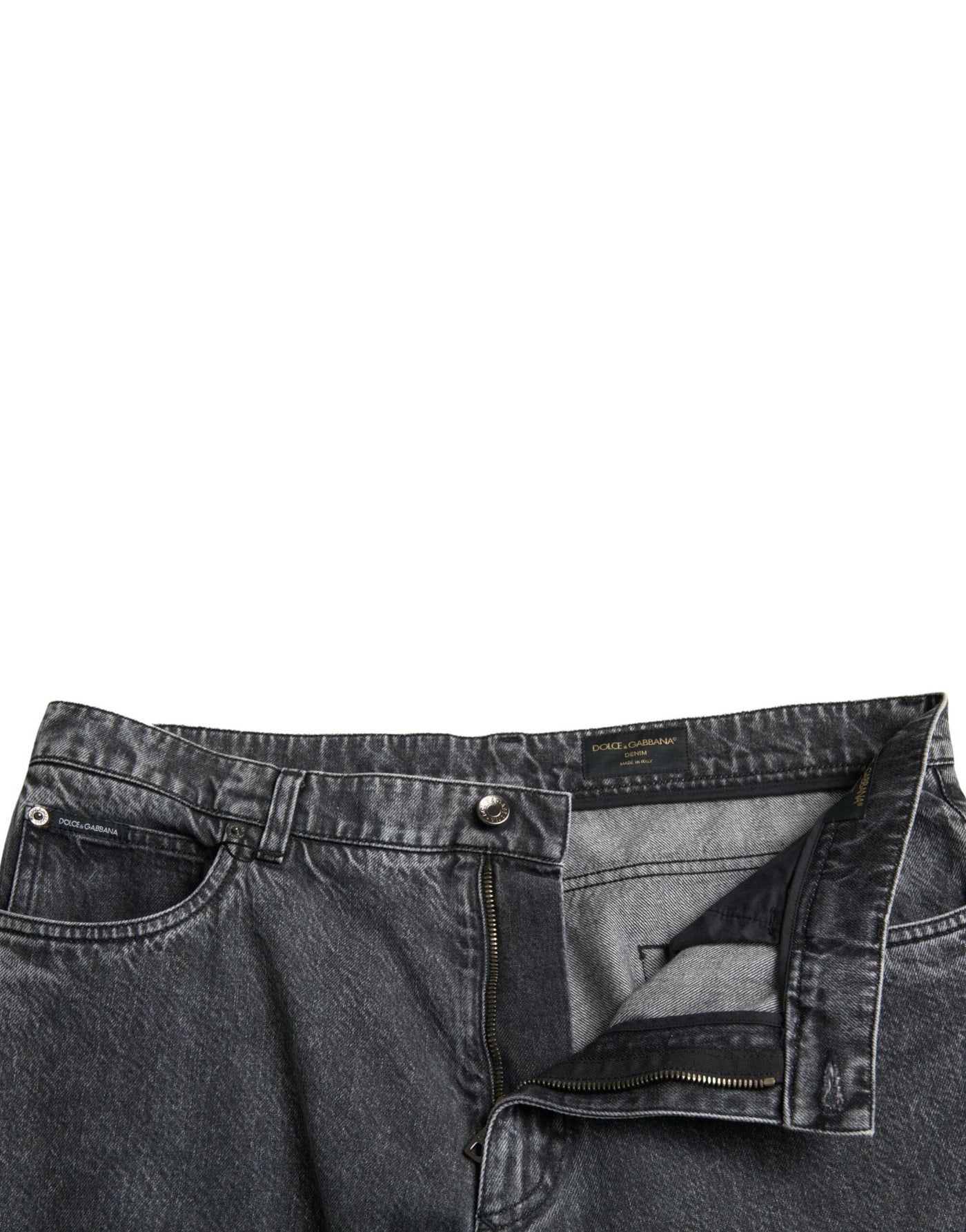 Dolce &amp; Gabbana Donkergrijze Katoenen Rechte Fit Heren Denim Jeans