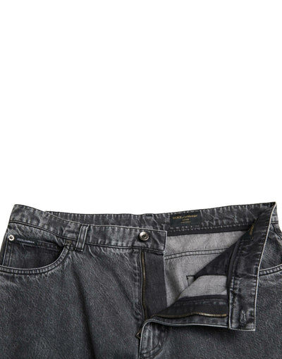Dolce &amp; Gabbana Donkergrijze Katoenen Rechte Fit Heren Denim Jeans