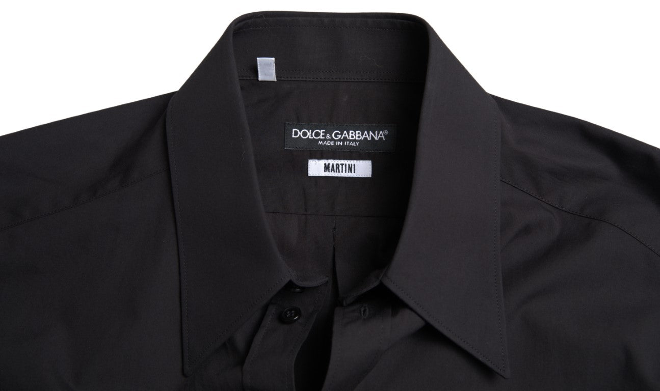 Chemise Martini à manches longues en coton noir Dolce &amp; Gabbana pour homme