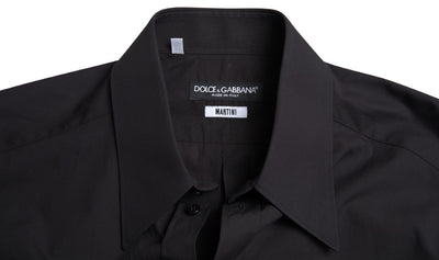 Chemise Martini à manches longues en coton noir Dolce &amp; Gabbana pour homme