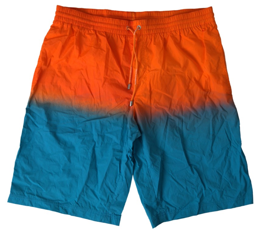 Dolce &amp; Gabbana Oranje Blauw Gradiënt Strandkleding Badmode Shorts