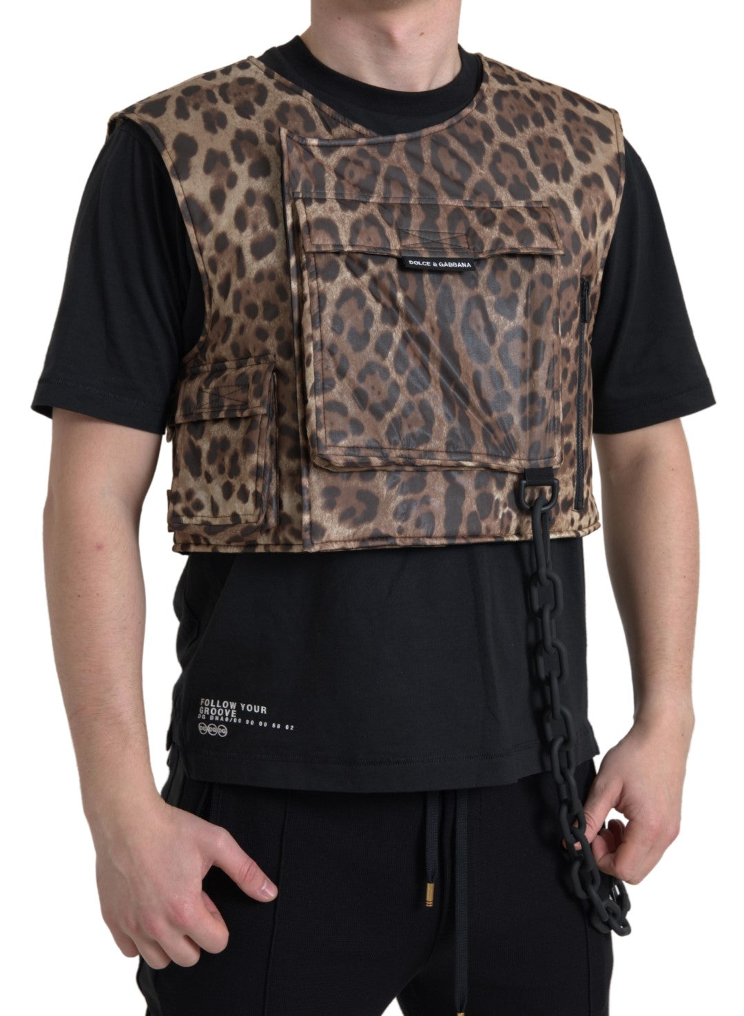 Dolce &amp; Gabbana Bruine Luipaard Zijden Mouwloze Sportkleding