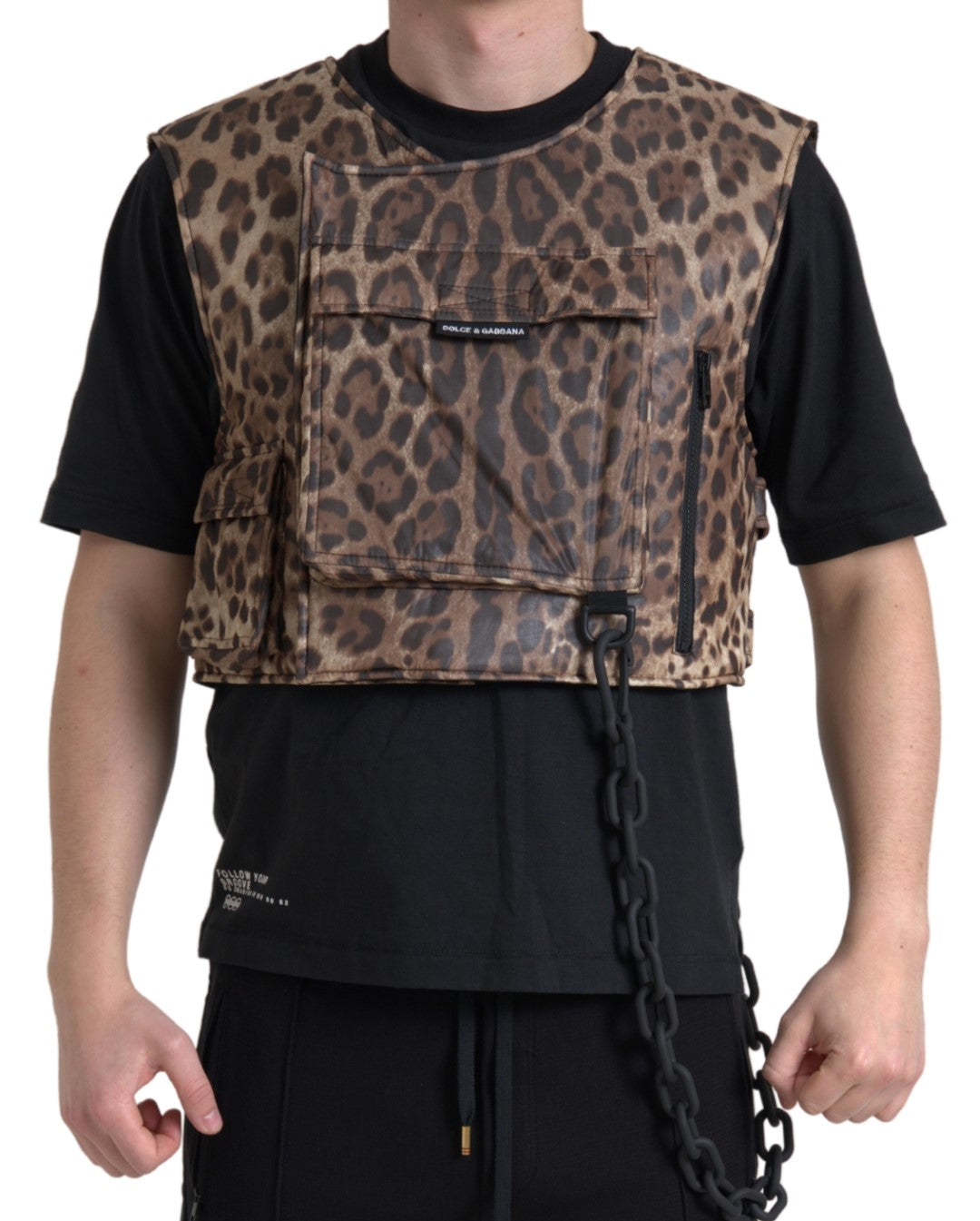 Dolce &amp; Gabbana Bruine Luipaard Zijden Mouwloze Sportkleding
