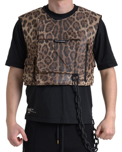 Dolce &amp; Gabbana Bruine Luipaard Zijden Mouwloze Sportkleding