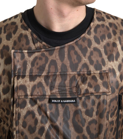 Dolce &amp; Gabbana Bruine Luipaard Zijden Mouwloze Sportkleding