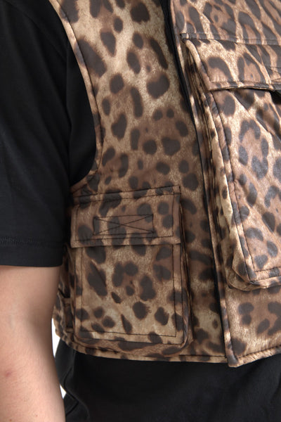 Dolce &amp; Gabbana Bruine Luipaard Zijden Mouwloze Sportkleding