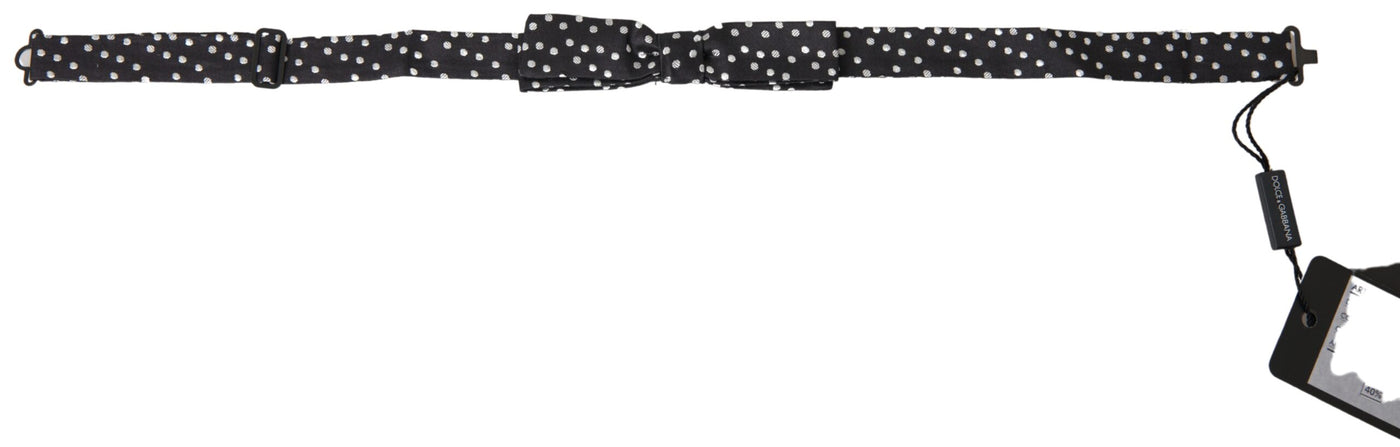 Dolce &amp; Gabbana Zwarte Zijden Vlinderdas met Polka Dots en Verstelbare Hals voor Heren