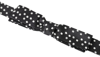 Dolce &amp; Gabbana Zwarte Zijden Vlinderdas met Polka Dots en Verstelbare Hals voor Heren