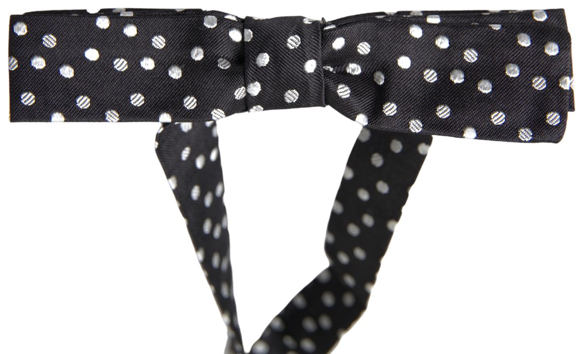 Dolce &amp; Gabbana Zwarte Zijden Vlinderdas met Polka Dots en Verstelbare Hals voor Heren