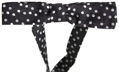 Dolce &amp; Gabbana Zwarte Zijden Vlinderdas met Polka Dots en Verstelbare Hals voor Heren