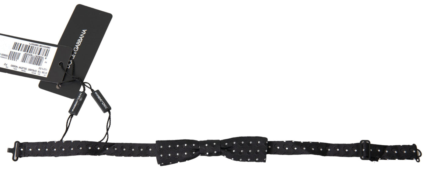 Dolce &amp; Gabbana Zwarte Zijden Vlinderdas met Polka Dots en Verstelbare Hals voor Heren