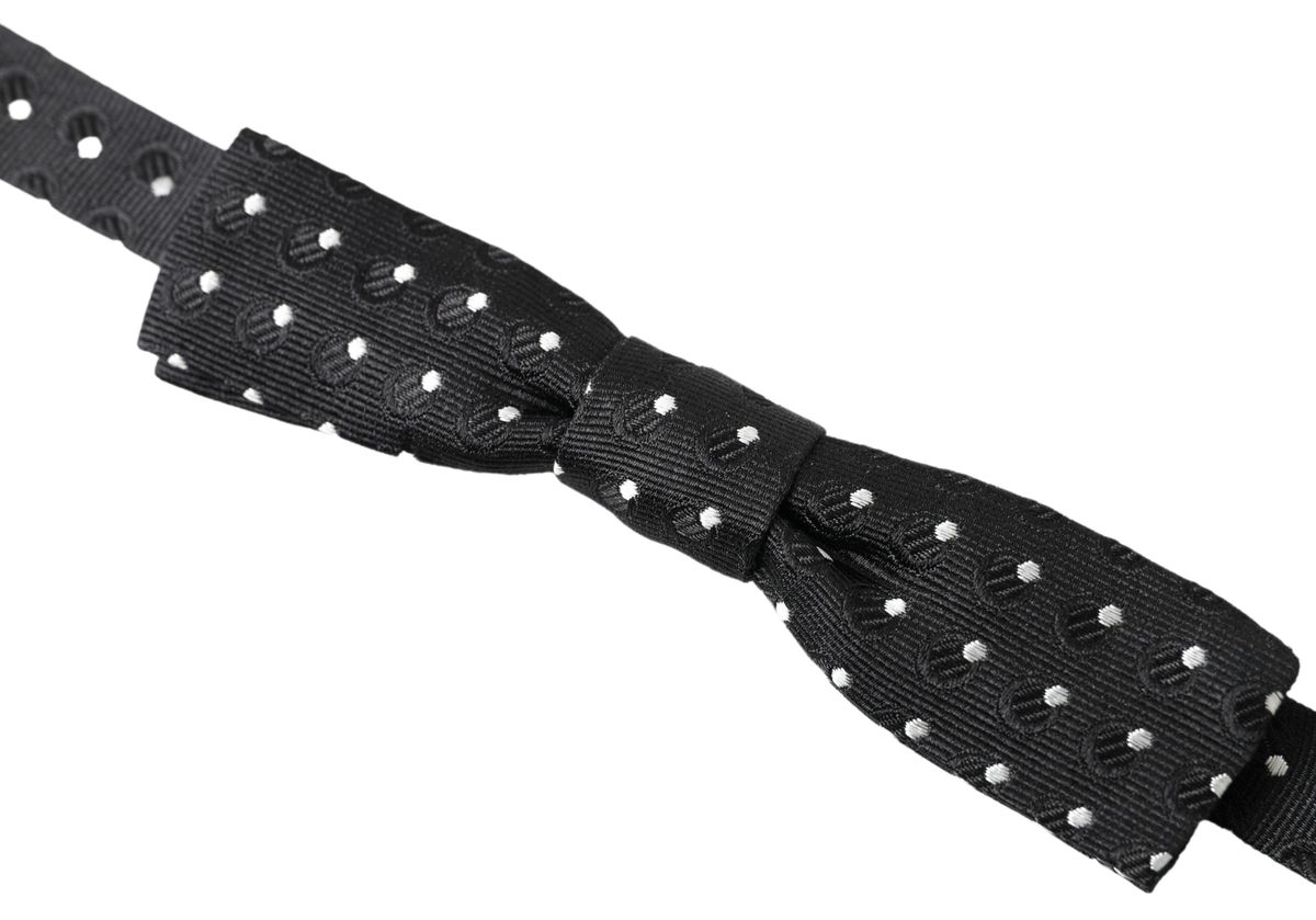 Dolce &amp; Gabbana Zwarte Zijden Vlinderdas met Polka Dots en Verstelbare Hals voor Heren