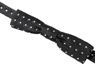 Dolce &amp; Gabbana Zwarte Zijden Vlinderdas met Polka Dots en Verstelbare Hals voor Heren