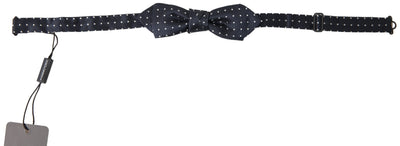 Dolce &amp; Gabbana Blauwe Zijden Vlinderdas met Polka Dots, Verstelbare Hals, Voor Heren