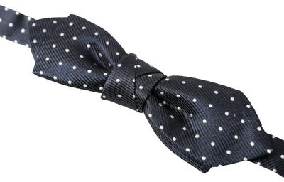 Dolce &amp; Gabbana Blauwe Zijden Vlinderdas met Polka Dots, Verstelbare Hals, Voor Heren