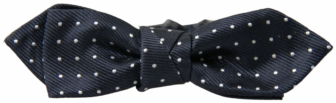 Dolce &amp; Gabbana Blauwe Zijden Vlinderdas met Polka Dots, Verstelbare Hals, Voor Heren