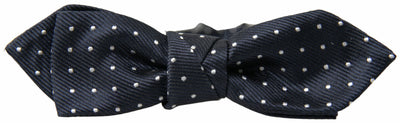 Dolce &amp; Gabbana Blauwe Zijden Vlinderdas met Polka Dots, Verstelbare Hals, Voor Heren