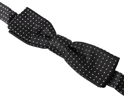 Dolce &amp; Gabbana Zwarte Zijden Vlinderdas met Polka Dots en Verstelbare Hals voor Heren