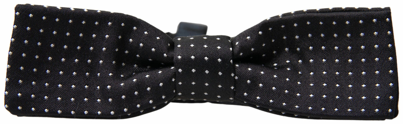 Dolce &amp; Gabbana Zwarte Zijden Vlinderdas met Polka Dots en Verstelbare Hals voor Heren