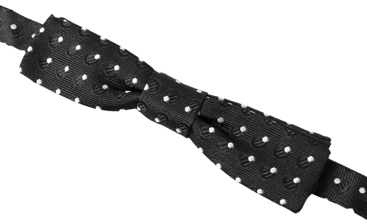 Dolce &amp; Gabbana Zwarte Zijden Vlinderdas met Polka Dots en Verstelbare Hals voor Heren