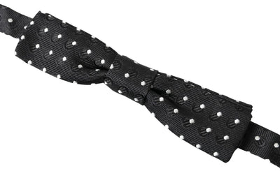 Dolce &amp; Gabbana Zwarte Zijden Vlinderdas met Polka Dots en Verstelbare Hals voor Heren