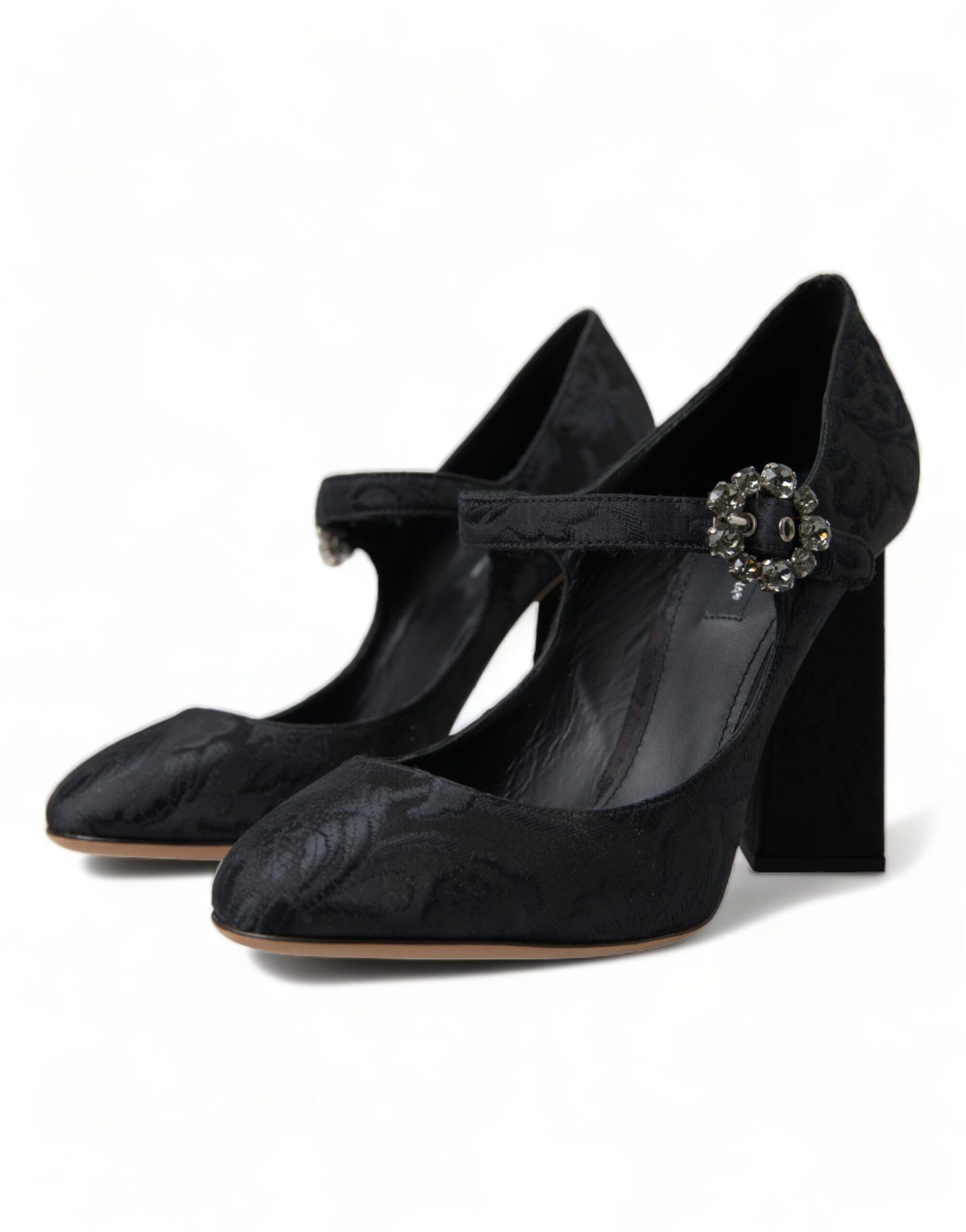 Dolce &amp; Gabbana Zwarte Brokaat Mary Janes Hakken Pumps Schoenen