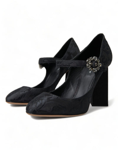 Dolce &amp; Gabbana Zwarte Brokaat Mary Janes Hakken Pumps Schoenen