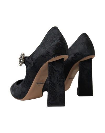 Dolce &amp; Gabbana Zwarte Brokaat Mary Janes Hakken Pumps Schoenen