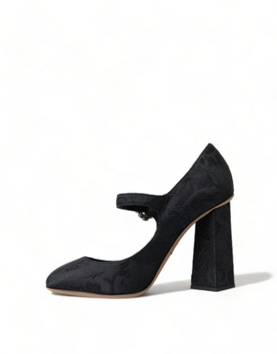 Dolce &amp; Gabbana Zwarte Brokaat Mary Janes Hakken Pumps Schoenen