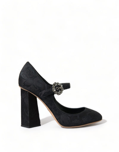 Dolce &amp; Gabbana Zwarte Brokaat Mary Janes Hakken Pumps Schoenen