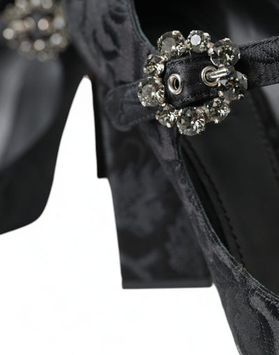 Dolce &amp; Gabbana Zwarte Brokaat Mary Janes Hakken Pumps Schoenen