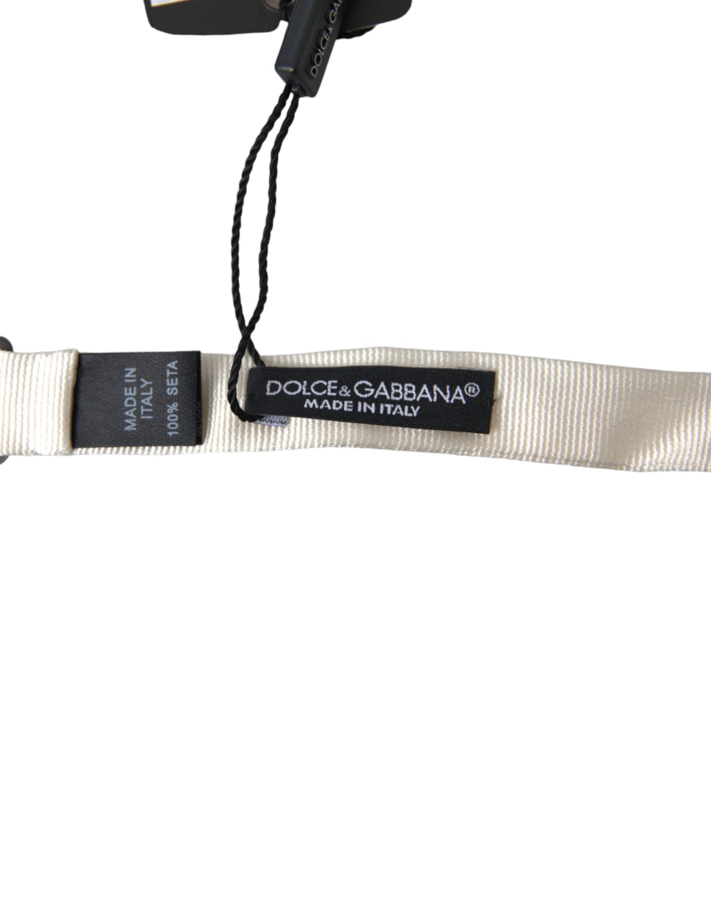 Dolce &amp; Gabbana Witte Zijden Slanke Verstelbare Hals Papillon Strik