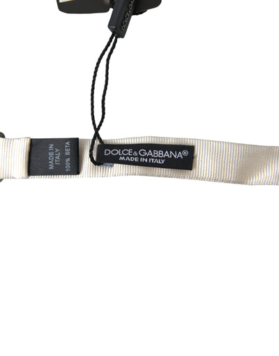 Dolce &amp; Gabbana Witte Zijden Slanke Verstelbare Hals Papillon Strik