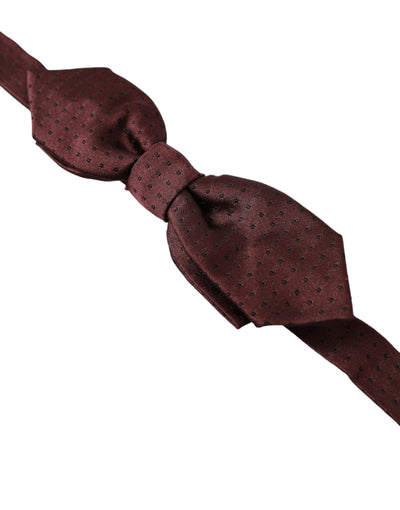 Dolce &amp; Gabbana Rode Bordeaux Zijden Slanke Verstelbare Hals Papillon Strik