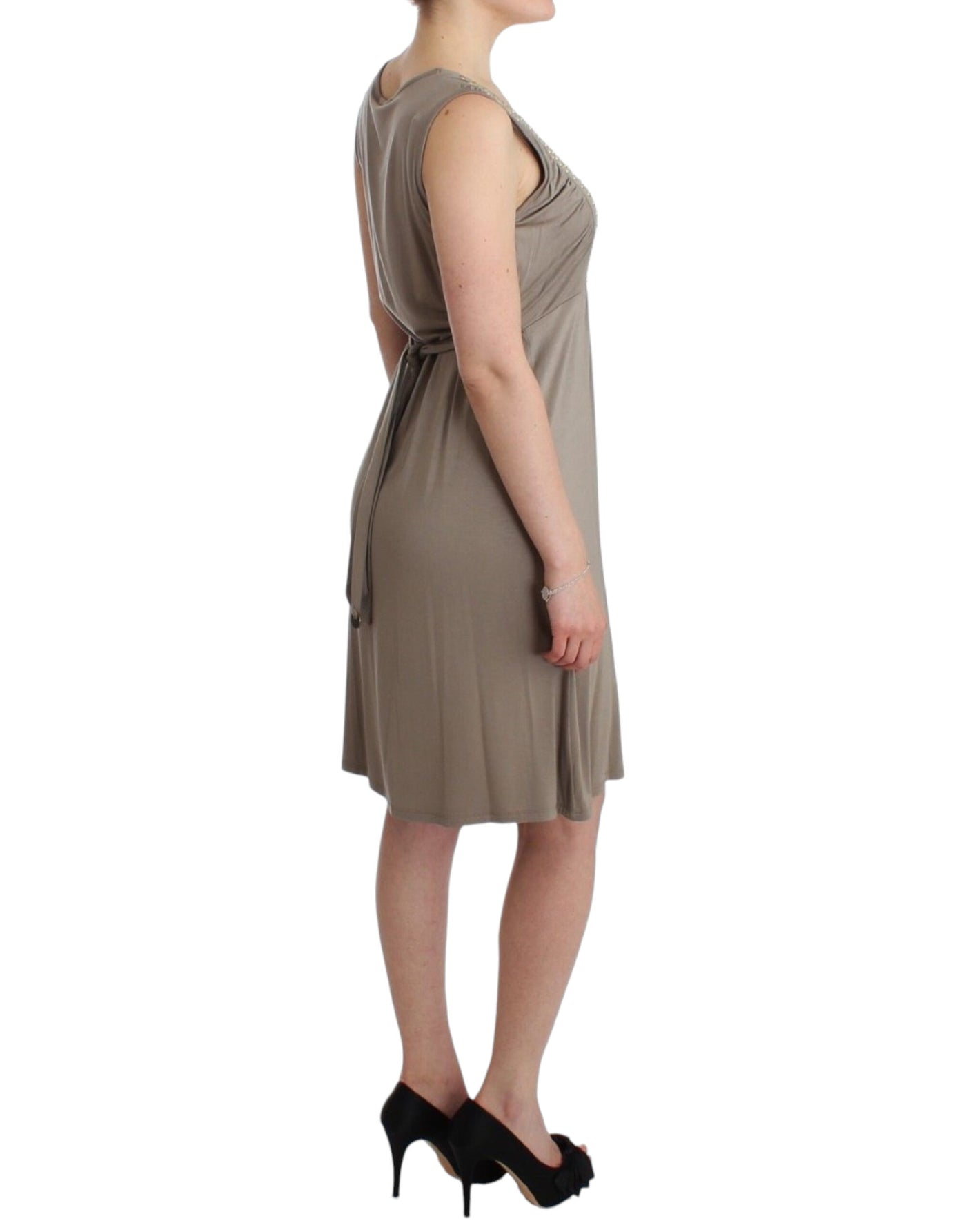 Robe fourreau cloutée kaki Roccobarocco