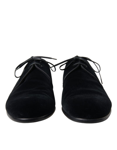Dolce &amp; Gabbana Zwarte Fluwelen Veterschoenen Formele Derby-schoenen