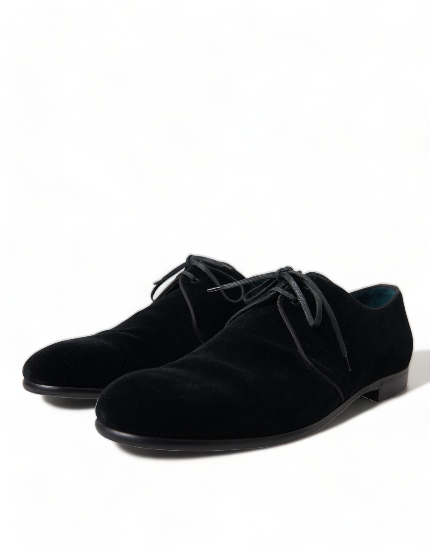 Dolce &amp; Gabbana Zwarte Fluwelen Veterschoenen Formele Derby-schoenen