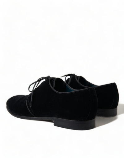 Dolce &amp; Gabbana Zwarte Fluwelen Veterschoenen Formele Derby-schoenen