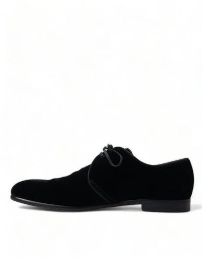 Dolce &amp; Gabbana Zwarte Fluwelen Veterschoenen Formele Derby-schoenen