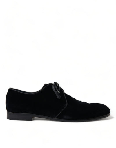 Dolce &amp; Gabbana Zwarte Fluwelen Veterschoenen Formele Derby-schoenen