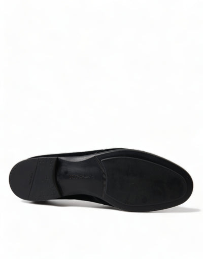 Dolce &amp; Gabbana Zwarte Fluwelen Veterschoenen Formele Derby-schoenen