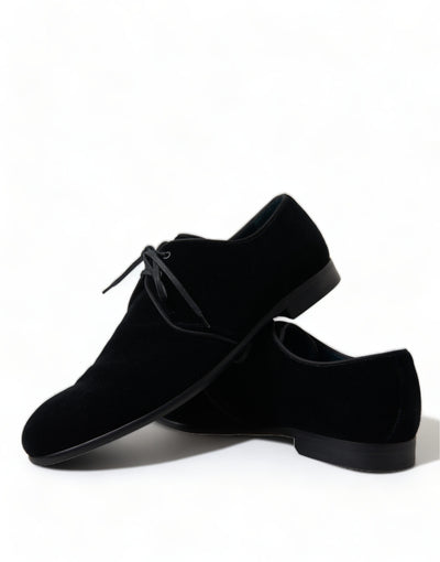 Dolce &amp; Gabbana Zwarte Fluwelen Veterschoenen Formele Derby-schoenen