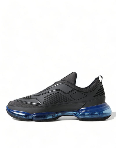Baskets basses Prada noires et bleues en caoutchouc
