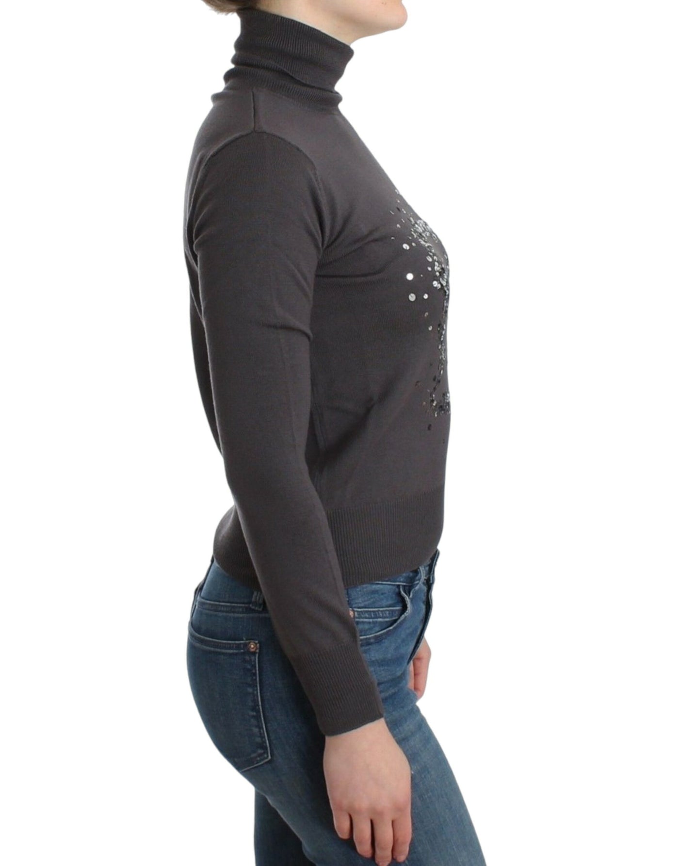 Pull col roulé en coton marron John Galliano