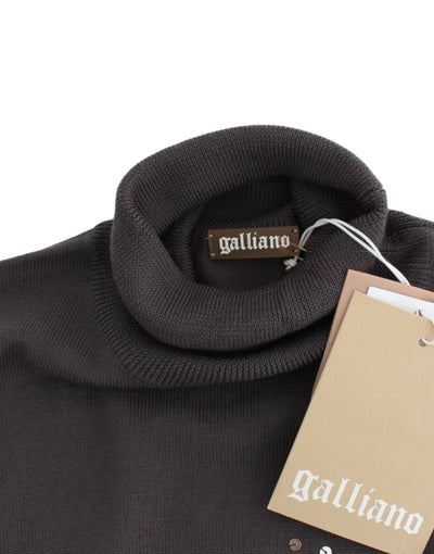 Pull col roulé en coton marron John Galliano