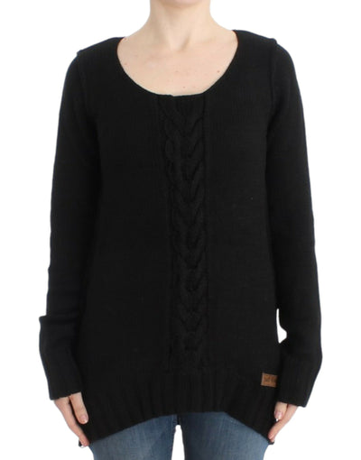 Pull en laine tricoté noir Cavalli