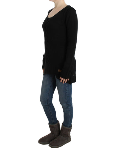 Pull en laine tricoté noir Cavalli